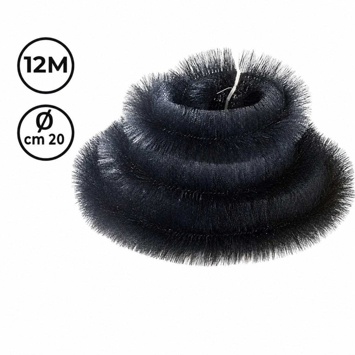 Opgerolde borstelstrip van 12 meter met diameter 20 centimeter
